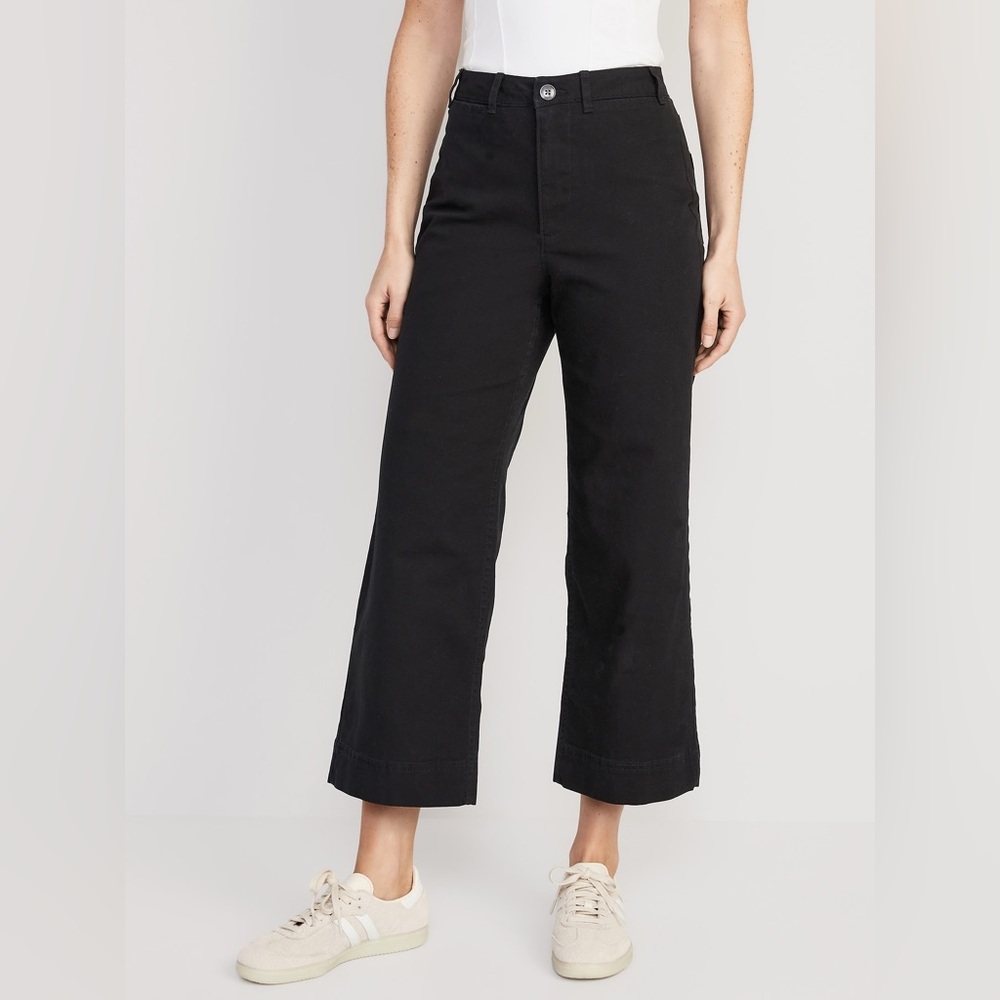 Old Navy Black High-Waisted Crop Chino Wide-Leg Pants